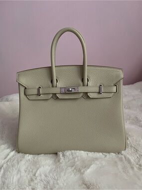 Classic Structured Beige Leather Tote Shoulder birkin style Bag